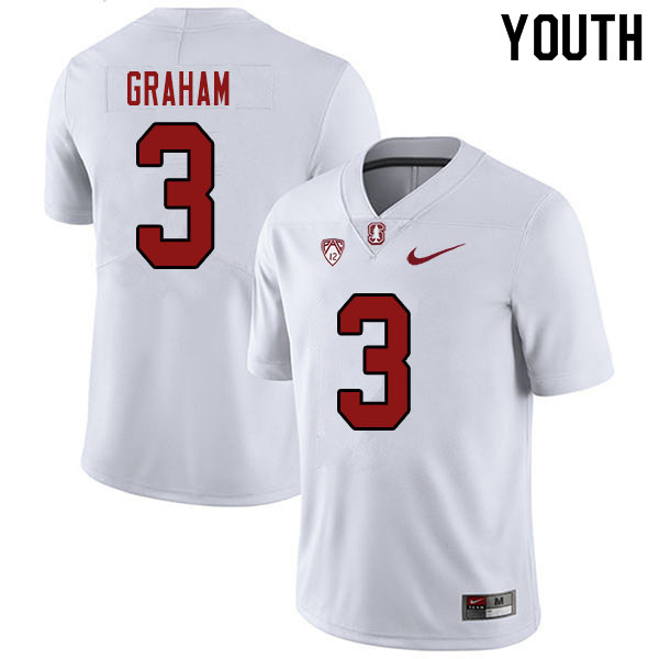 Youth #3 Marcus Graham Stanford Cardinal College Football Jerseys Sale-White - Click Image to Close